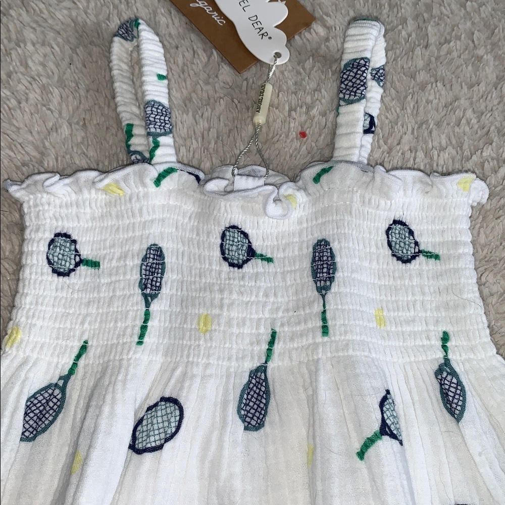 NWT Angel Dear Smocked Tennis Romper 18-24M White - Picture 2 of 9
